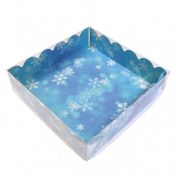 Коробка для пряников с прозрачной крышкой &quot;Снежинки на голубом&quot;, 12*12*3 см
