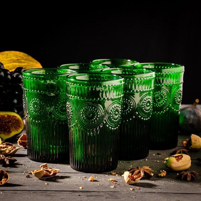Magistro Набор стаканов «Ларго», 350 мл, цвет зелёный, 6 шт
