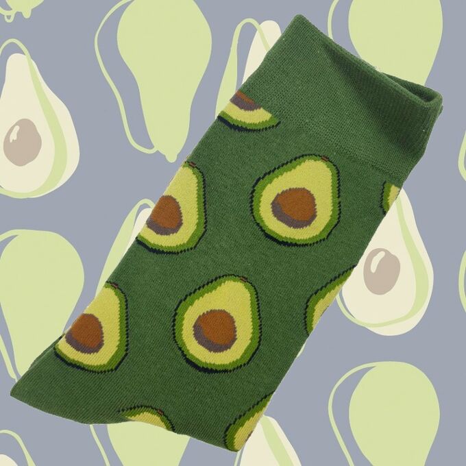 15524 Дизайнерские носки серии Весело и вкусно &quot;Авокадо&quot; р-р 38-45 (зеленый)