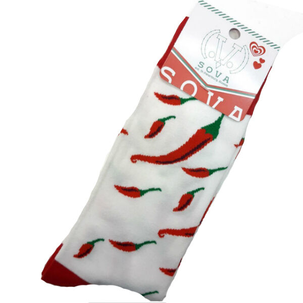24564 Дизайнерские носки серии Весело и вкусно &quot;Свежий чили&quot; р-р 38-43 (белый/красный)