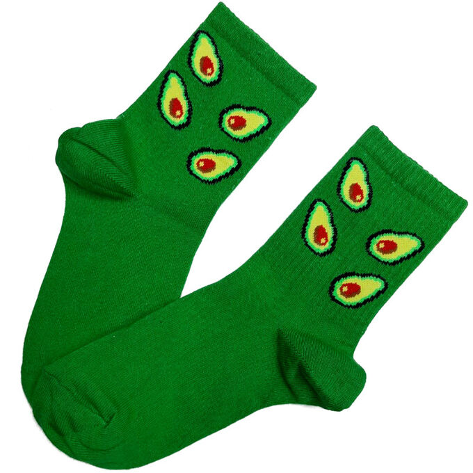 19416 Дизайнерские носки серии Весело и вкусно &quot;Яркий вкус авокадо&quot;, р-р 36-42 (ярко-зеленый), 2690000019416