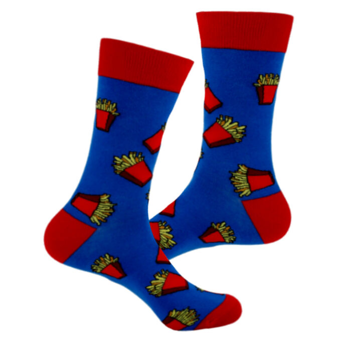 23512 Дизайнерские носки серии Весело и вкусно &quot;Картофель фри&quot;, р-р 38-45 (голубой/красный), 2690000023512