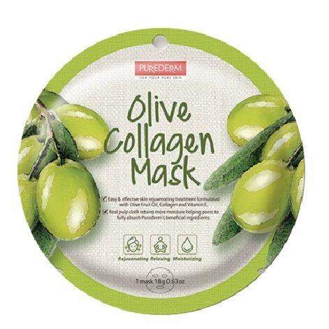 Purederm Olive Collagen Circle Mask Коллагеновая маска с экстрактом плодов оливы, 18гр