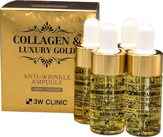 3W CLINIC Сыворотка с золотом и коллагеном Collagen &amp; Luxury Gold Anti Wrinkle Ampoule