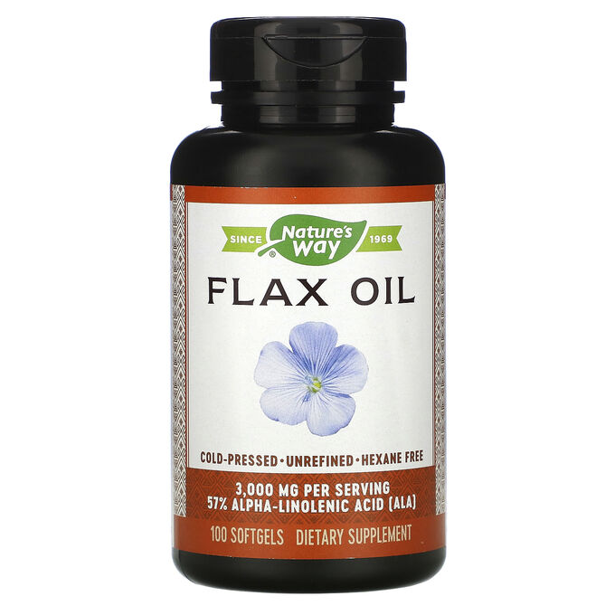 Nature&amp;#x27 - s Way, Flax Oil, 3,000 mg, 100 Softgels