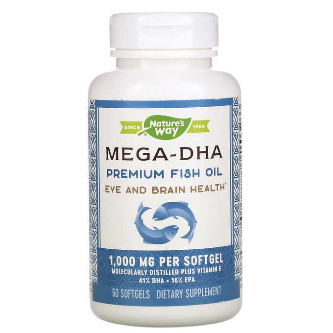 Nature&amp;#x27 - s Way, Mega-DHA Premium Fish Oil, 1,000 mg, 60 Softgels