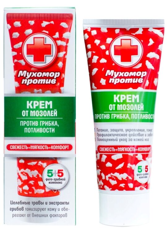 Русские корни Мухомор против, крем для ног от мозолей, грибка и потливости