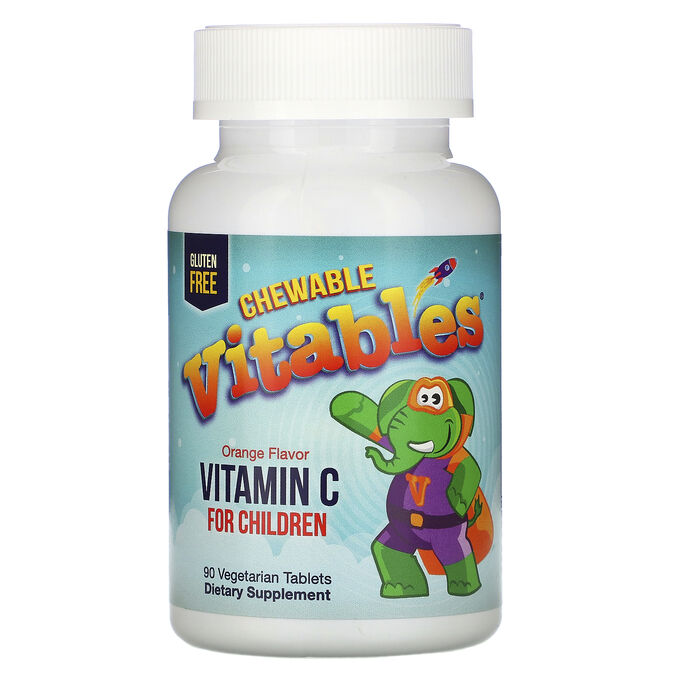 Vitables, жевательный витамин C для детей, апельсиновый вкус, 90 вегетарианских таблеток