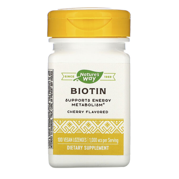 Nature&amp;#x27 - s Way, Biotin, Cherry Flavored, 1,000 mcg, 100 Vegan Lozenges