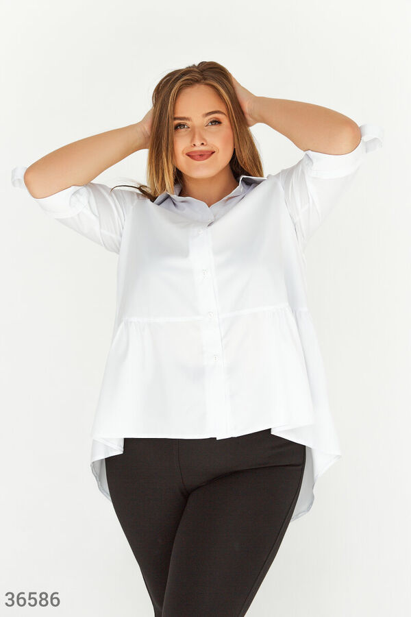 Gepur Белая асимметричная рубашка