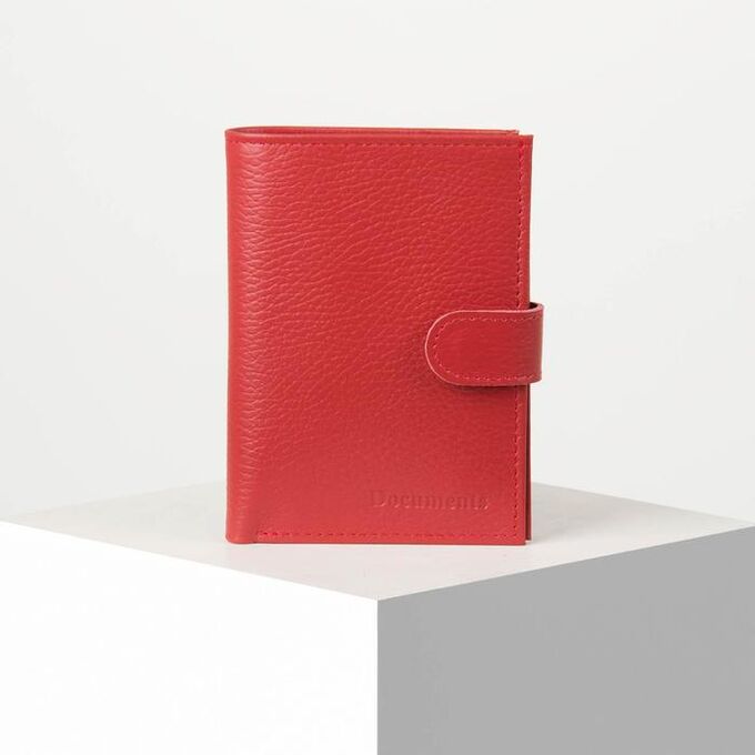 Обложка для автодокументов и паспорта, 5 карманов для карт, цвет красный