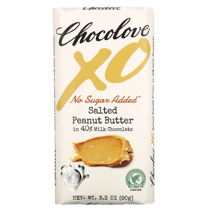 Chocolove, XO, Salted Peanut Butter in 40% Milk Chocolate Bar, 3.2 oz ( 90 g)