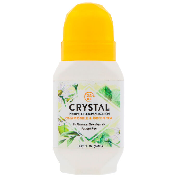 Crystal Body Deodorant, Натуральный шариковый дезодорант с ромашкой и зеленым чаем, 2,25 жидкой унции (66 мл)