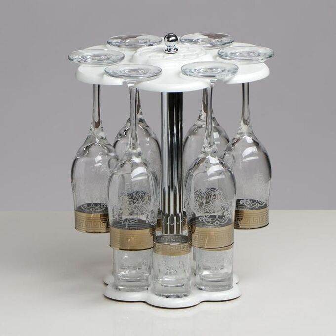 Клик Мебель Мини-бар 12 предметов шампанское, гравировка, белый 200/50 мл