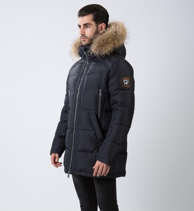 HERMZI. Отличная стильная мужская зимняя куртка с капюшоном и удобными карманами, цвет Deep Navy Глубокий темно-синий