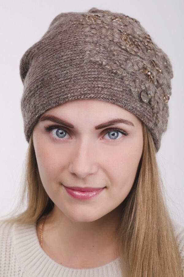 42288s-18,35-56 шапка синтия. Шапка вязаная женская. Берет "мирика". Модные шапки. Шапка с помпоном.