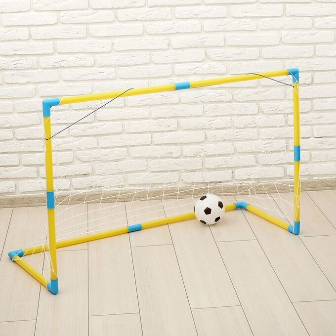 1 TOY Ворота футбольные «Весёлый футбол» с сеткой, с мячом