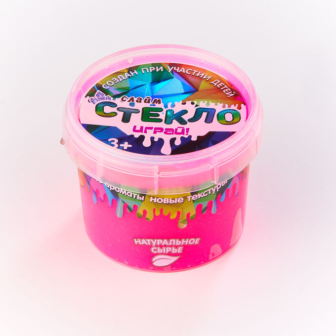 &quot;Слайм СТЕКЛО&quot; серия Party Slime, 100 гр, розовый неон