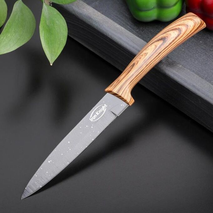 СИМА-ЛЕНД Нож с антиналипающим покрытием «Санктум», лезвие 12,5 см, цвет чёрно-коричневый