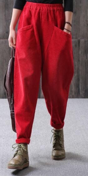 Вельветовые брюки красный