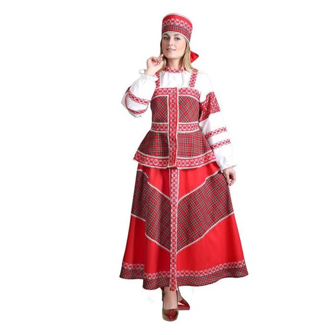Страна карнавалия Русский народный костюм «Душечка», блузка с душегреей, юбка, головной убор, р. 42, рост 172 см