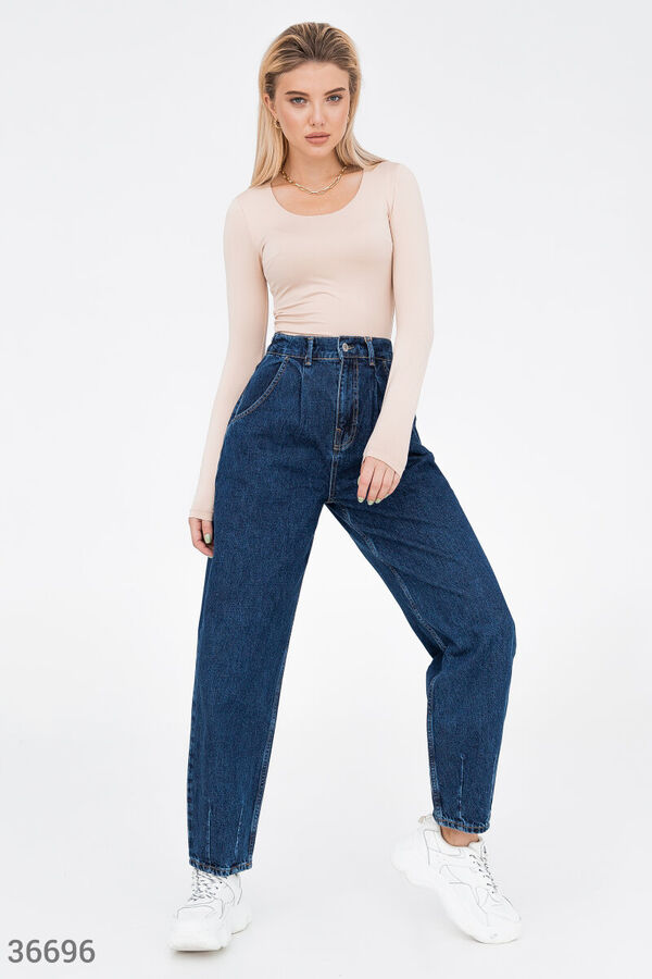 Gepur Трендовые джинсы slouchy синего оттенка