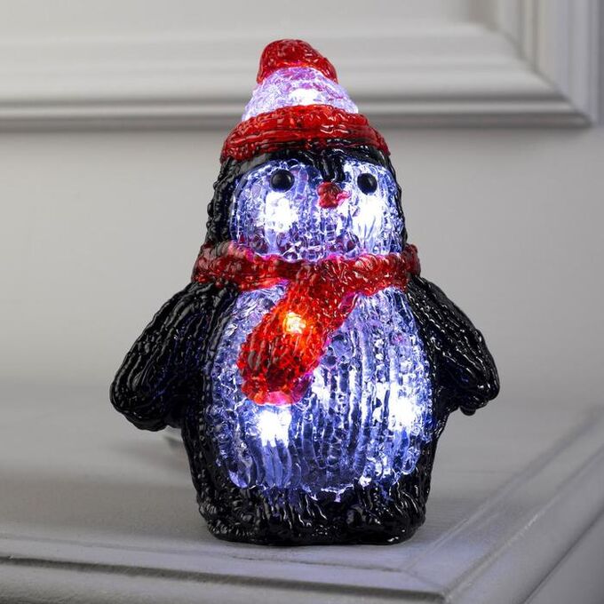 Luazon Lighting Светодиодная фигура «Пингвин» 12 x 15 x 9 см, акрил, 6 LED, батарейки ААх2 (не в комплекте), свечение белое