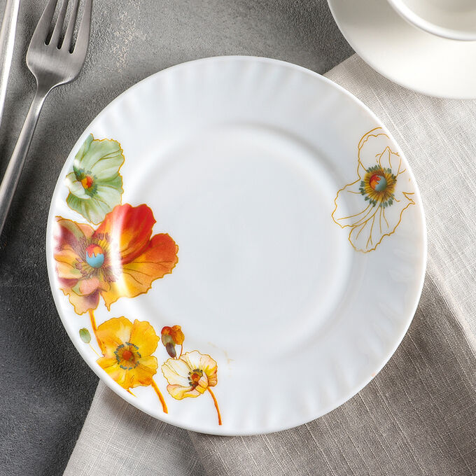 Тарелка десертная  «Радужные маки», d=17,5 см