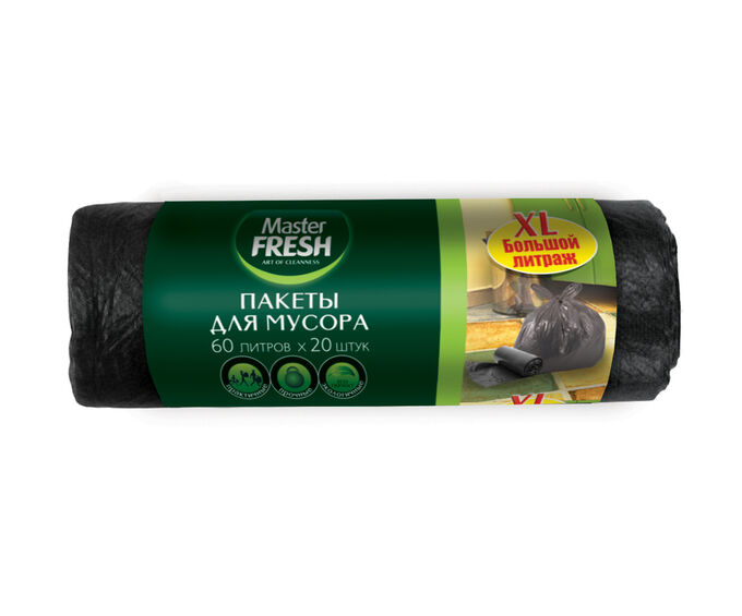 Master Fresh Мастер Фреш MFGB60–20R пакеты для мусора 60 литров, 20 штук