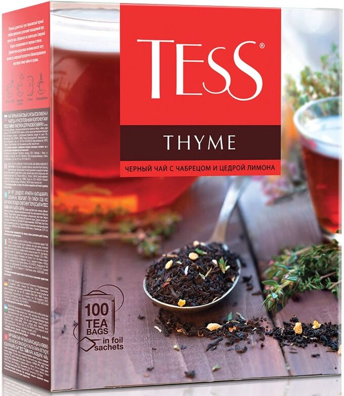 Tess Thyme черный чай в пакетиках, 100 шт.