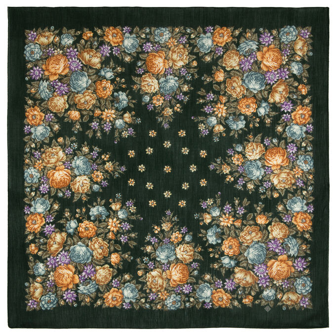 Платок из шерстяной разреженной ткани, с подрубкой &#039;Цветы для души&#039;, вид 9, 115х115 см