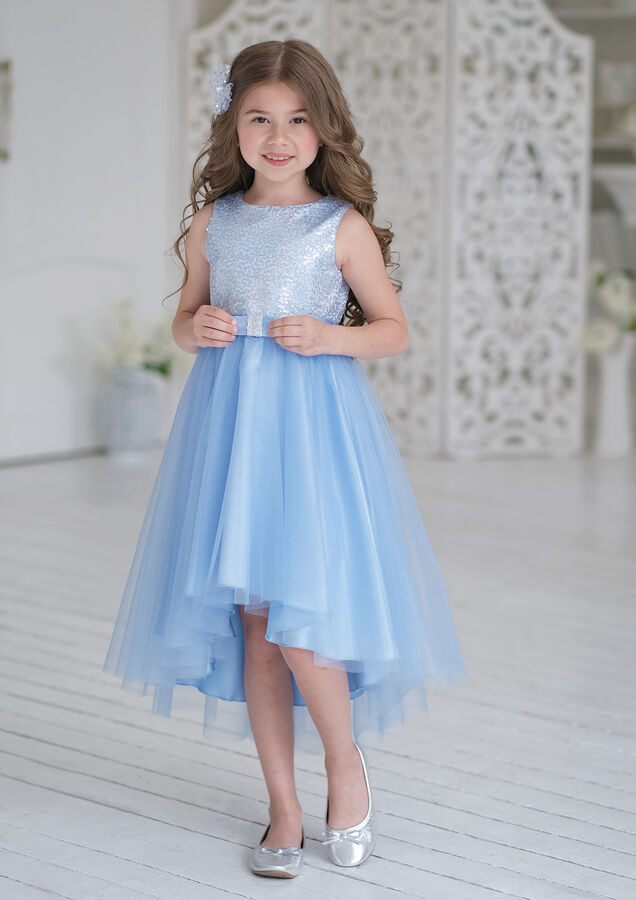ALOLIKA Платье из креп-сатина, комбинированное, цвет голубой