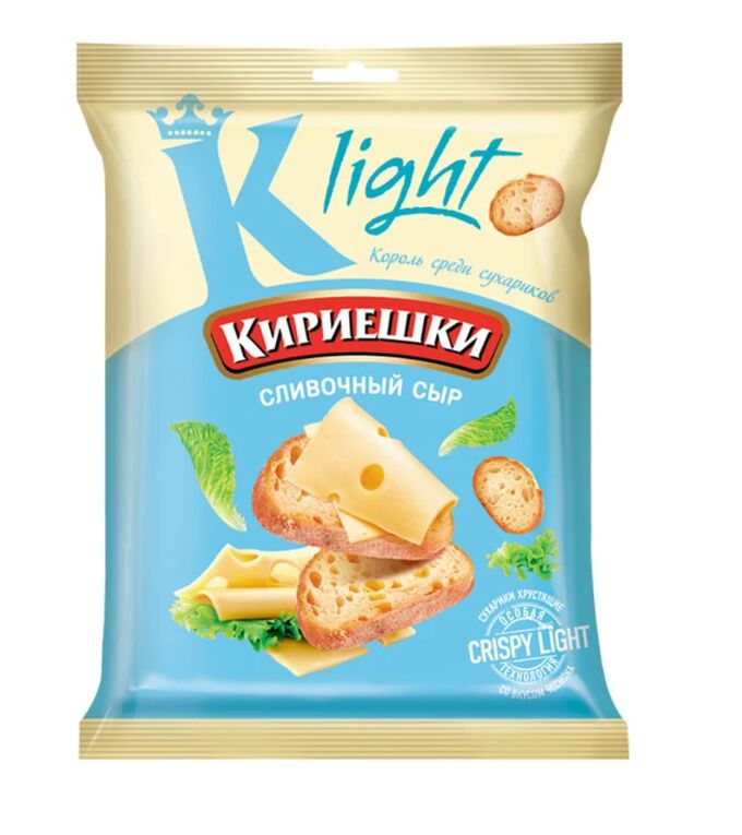 Яшкино Сухарики Кириешки Light пшен. 33г/50 Сливочный сыр