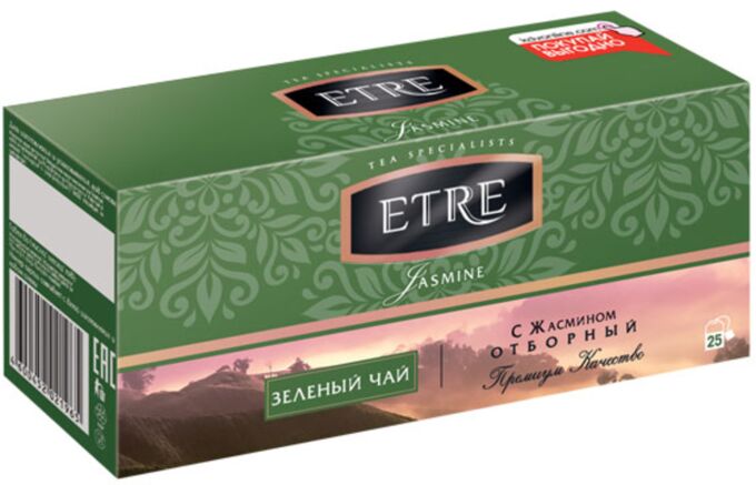 «ETRE», jasmine чай зеленый с жасмином, 25 пакетиков, 50г