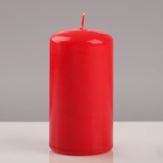 Свеча - цилиндр лакированная, 6?11,5 см, красная