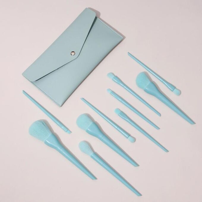 СИМА-ЛЕНД Набор кистей «Marshmallow», 10 предметов, футляр на кнопке, цвет нежно-голубой