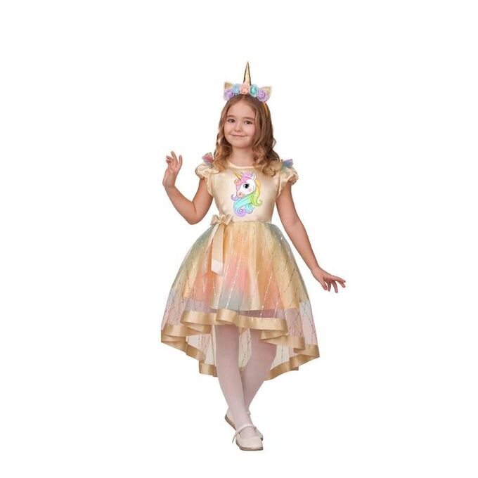 Карнавальный костюм «Единорожка», платье, головной убор, р. 28, рост 110 см