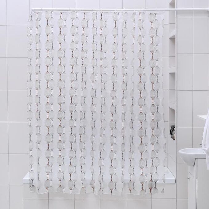 Штора для ванной комнаты Доляна «Капли», 180x180 см, EVA