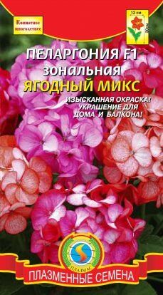 Цветы Пеларгония Ягодный МИКС зональная F1 ЦВ/П (ПЛАЗМА) комнатное 30см