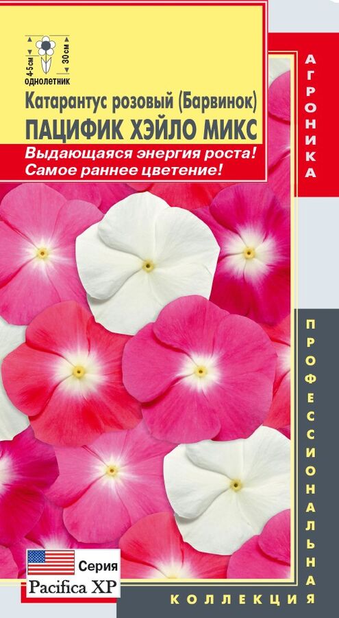 Цветы Катарантус Розовый (Барвинок) Пацифик Хэйло Микс ЦВ/П (ПЛАЗМА) однолетнее 30см