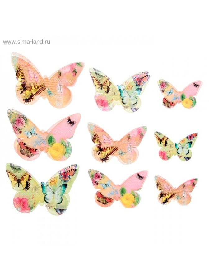 Набор декоративных бабочек Мечта 18 шт (5;5*3;5см; 7;5*5;5см; 9;5*6см)