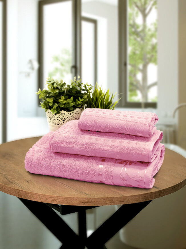 Набор махровых полотенец &quot;Жаккард розовый&quot;