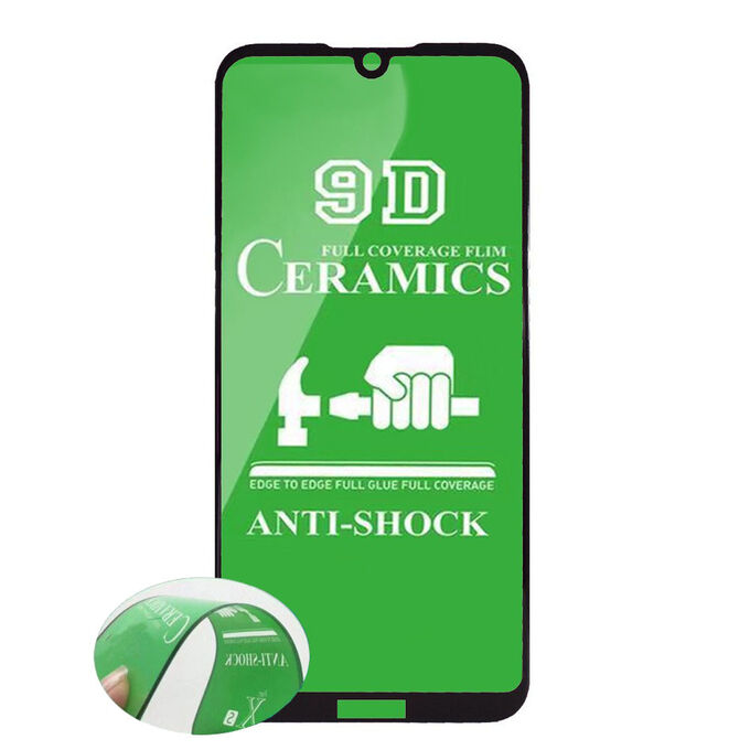 Защитное стекло Ceramics Samsung A750 (черный) 9D тех.упаковка