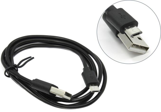 Кабель USB - Micro Mega 2A длинный разъем (черный) 1м
