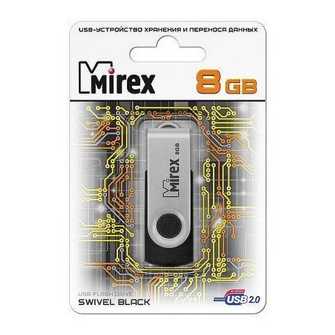 USB карта памяти 8ГБ Mirex Swivel Black (13600-FMURUS08)