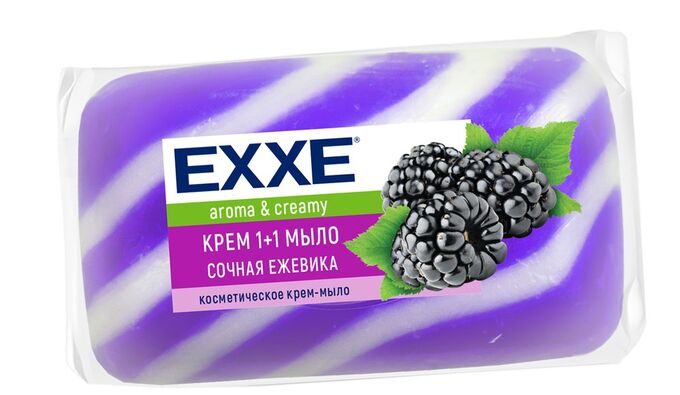 Крем+мыло EXXE 1+1 &quot;Ежевика&quot; 1шт*80г  (Фиолетовое) полосатое штучное