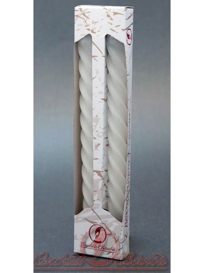 Белая длинная свеча. Свеча витая 24 см. набор 2 шт. Красная Eurohouse 14032. Свеча витая. Витые свечи. Набор свечей витых, 2 шт