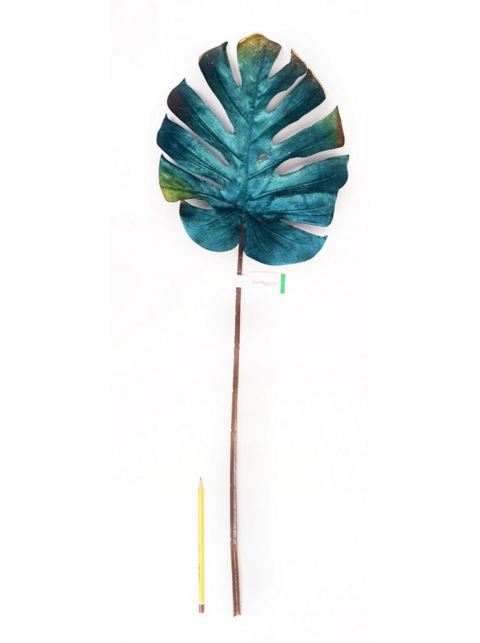 Монстера лист искусственный 75 см голубой