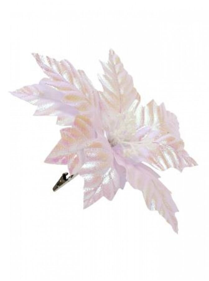 Украшение Лилия розовый блеск на клипсе 25 х 25 х 19 см полиэстр новый год