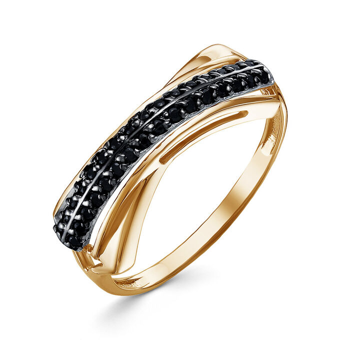 Artefakt Позолоченное кольцо с черными фианитами - 1320  - п